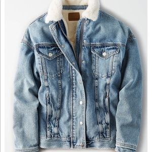 AE Fur lined Boyfriend Denim Jacket